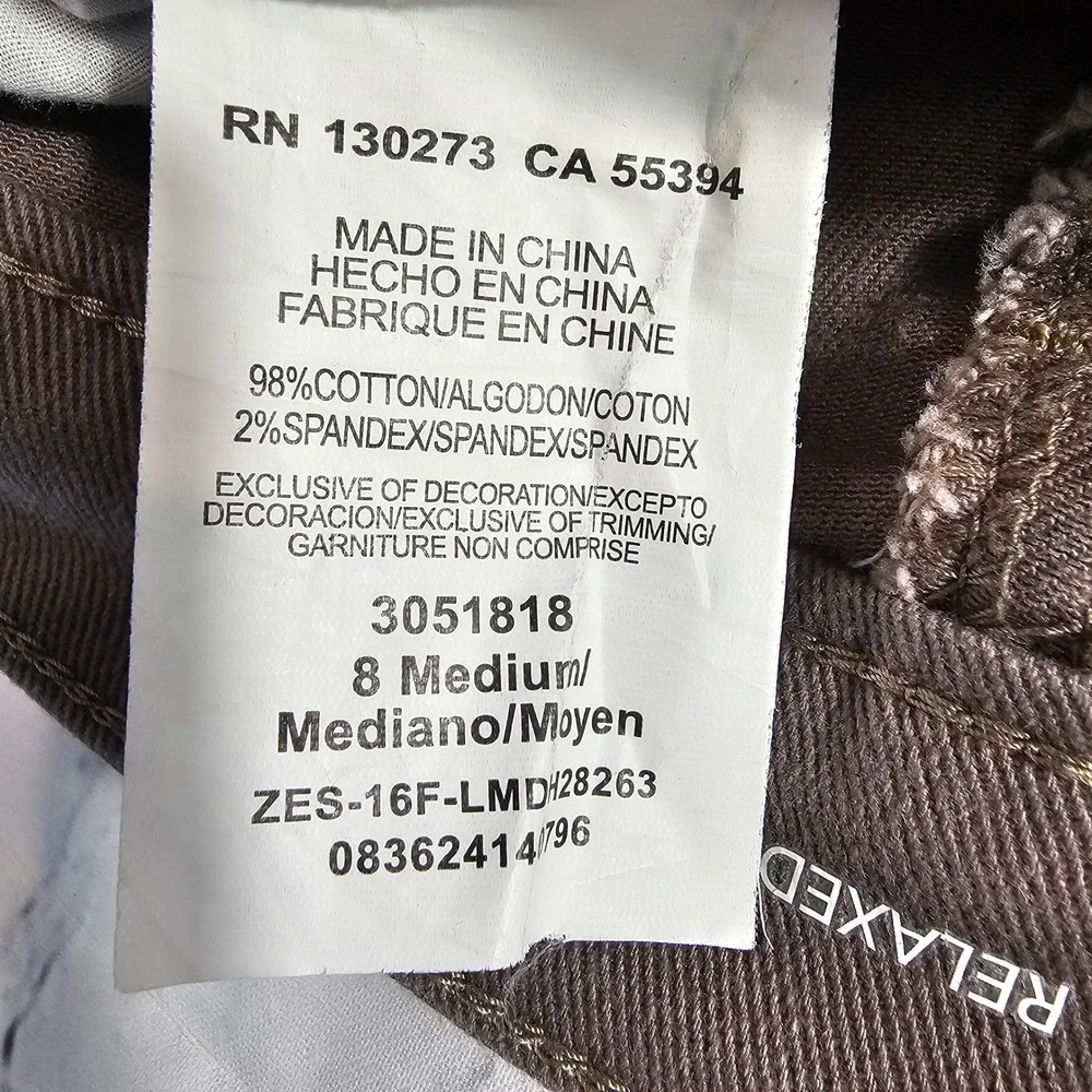 Lee Relaxed Fit Pants Womens Size‎ 8M Taupe Brown Straight Leg 3051818